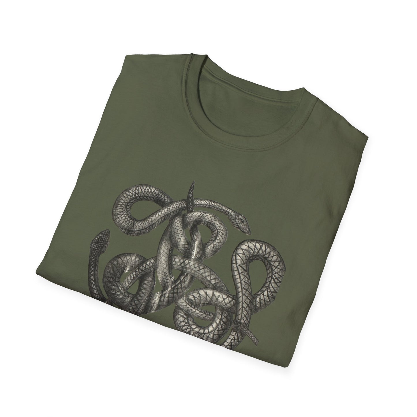 Serpent Design T-Shirt - Unisex Softstyle Apparel for Nature Lovers, Graphic Tee, Casual Wear, Gift for Her/Him, Birthday