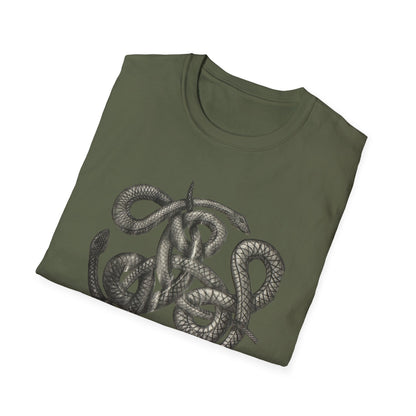 Serpent Design T-Shirt - Unisex Softstyle Apparel for Nature Lovers, Graphic Tee, Casual Wear, Gift for Her/Him, Birthday