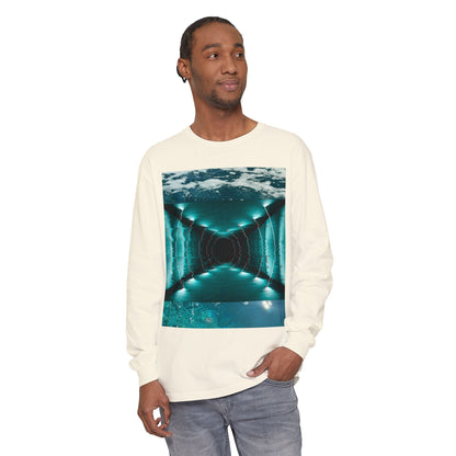 Abstract Fluid Unisex Garment-dyed Long Sleeve T-Shirt