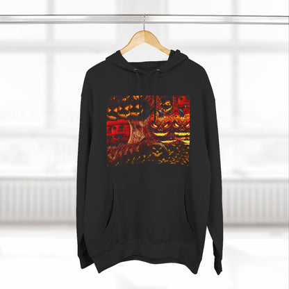 Halloween Distorted Pumpkin Three-Panel Fleece Hoodie