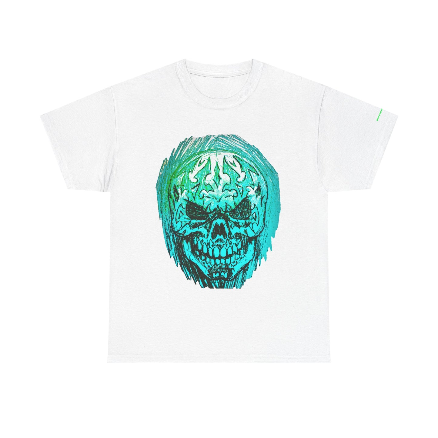 Vibrant Green Skull Graphic Tee - Unisex Heavy Cotton