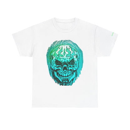 Vibrant Green Skull Graphic Tee - Unisex Heavy Cotton