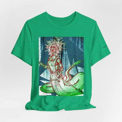 Mythic Serpent Goddess Tee — Neon Medusa Illustration T-Shirt
