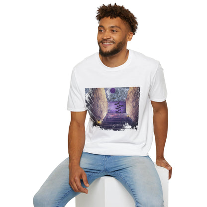 Mystical Stairway Bats Unisex T-Shirt - Softstyle Tee for Dreamers, Perfect for Gifting, Spiritual Occasions, Casual Wear, Art Lovers, [...]