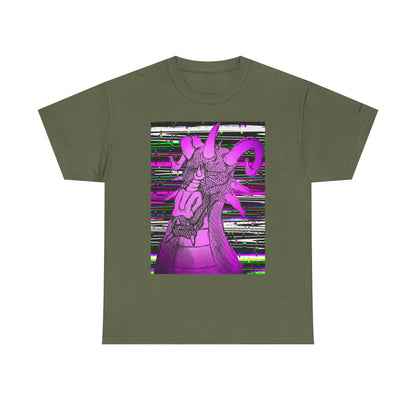 Vaporwave Dragon T-Shirt — Glitch Art Neon Purple Dragon Tee