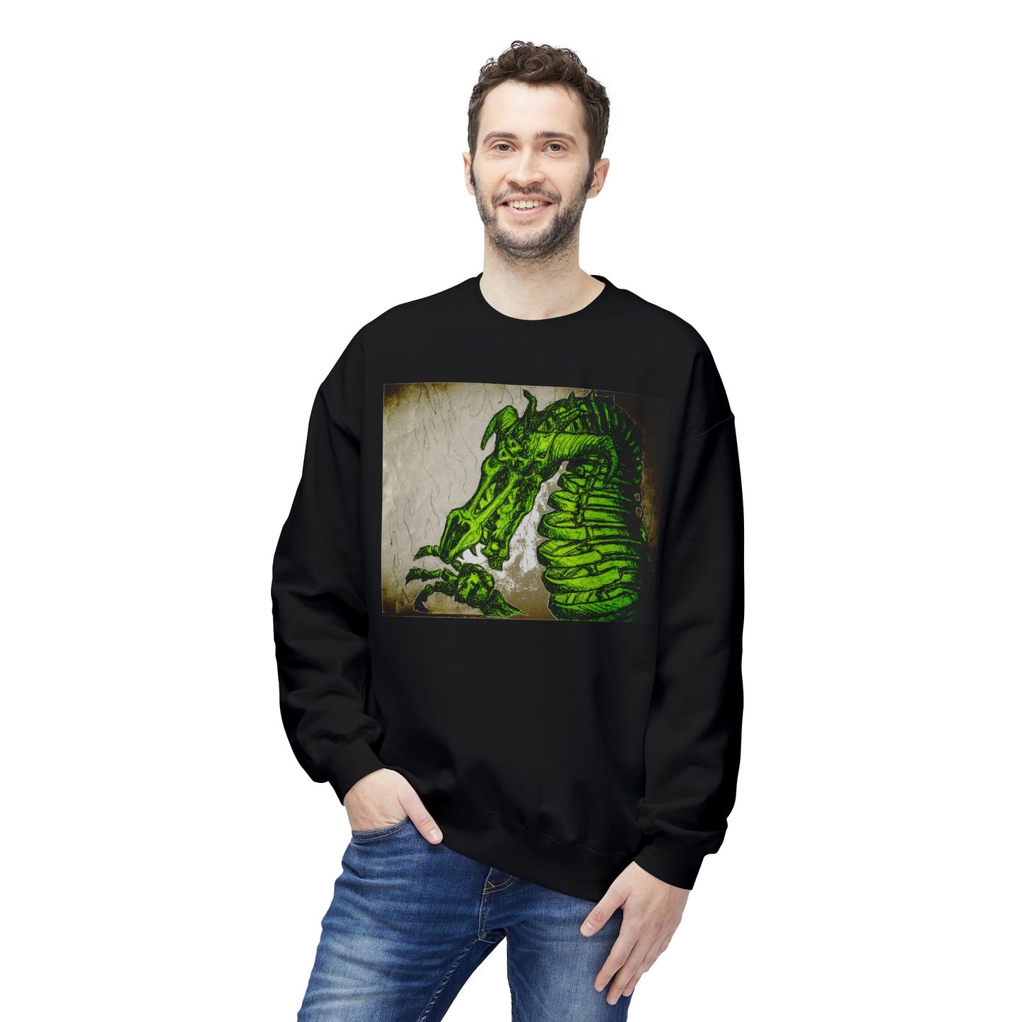 Vintage Green Dragon Unisex Midweight Softstyle Fleece Crewneck Sweatshirt