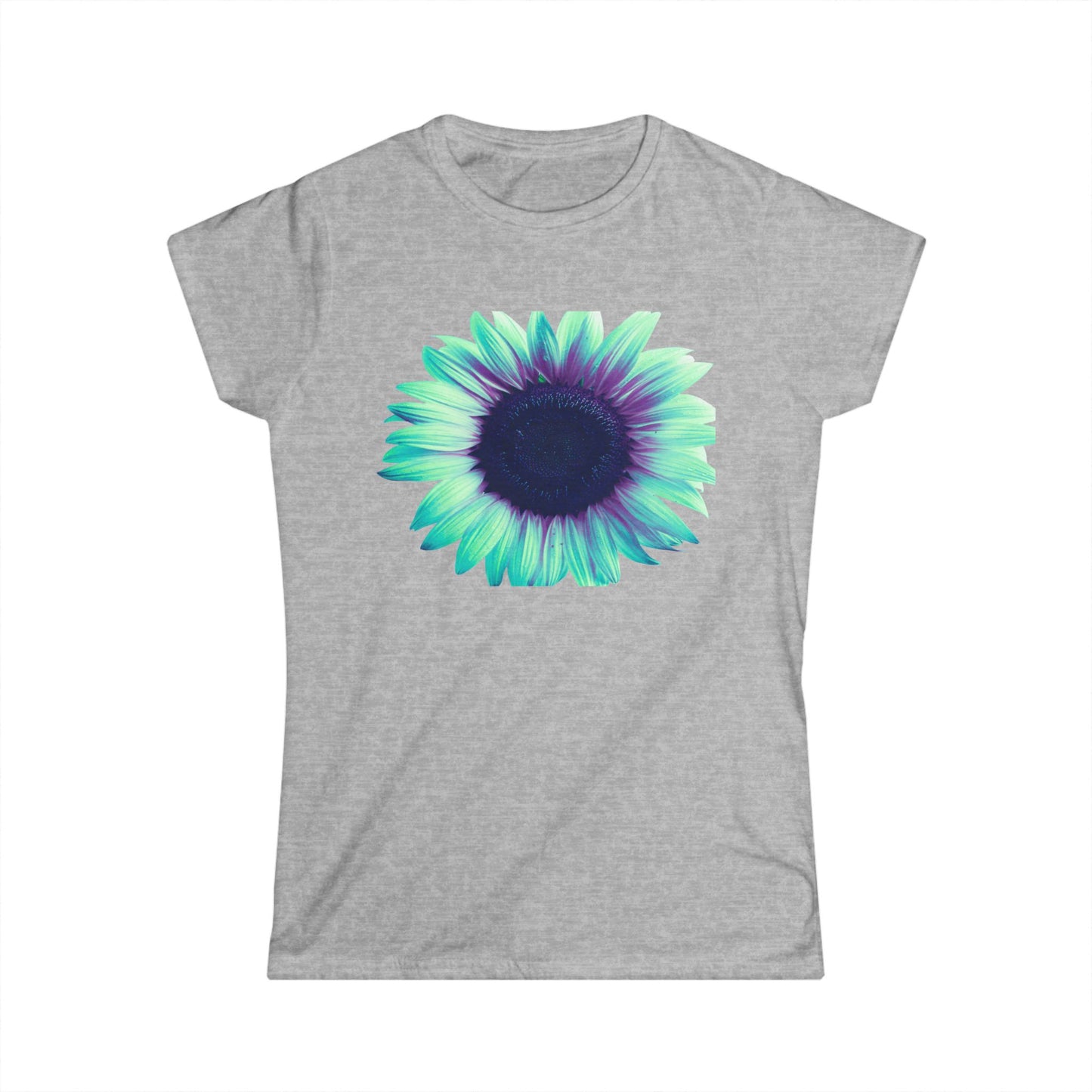 Women’s Tee — Teal & Purple Sunflower Graphic