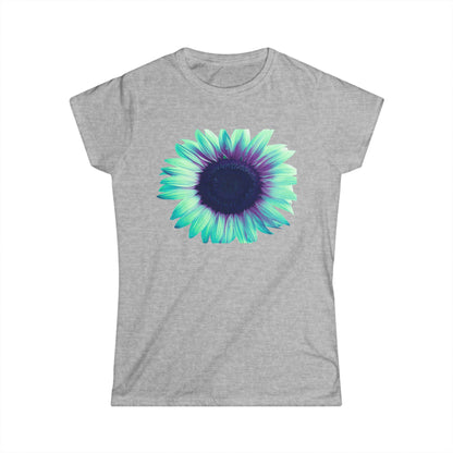 Women’s Tee — Teal & Purple Sunflower Graphic