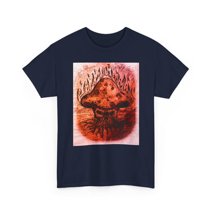 Mushroom Flame T‑Shirt — Psychedelic Burning Mushroom Graphic Tee