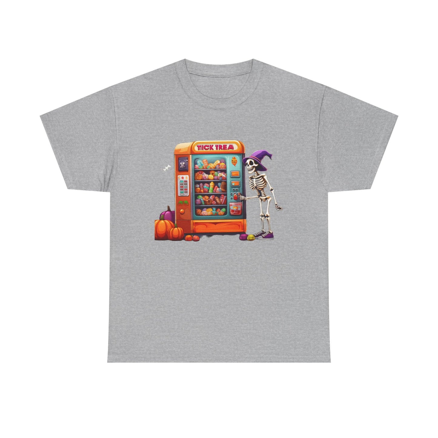 Halloween Skeleton Vending Machine Tee | Unisex Heavy Cotton T-Shirt, Spooky Shirt, Fall Fashion, Trick or Treat Top, Halloween Costume