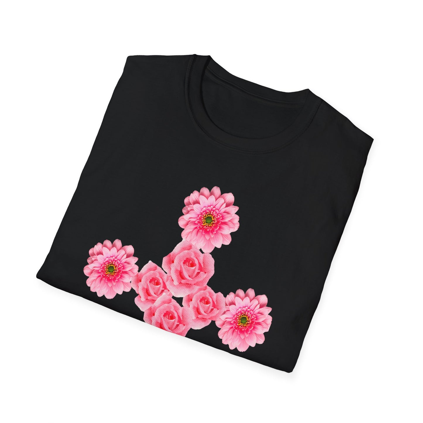 Floral Pink Rose Cross T-Shirt