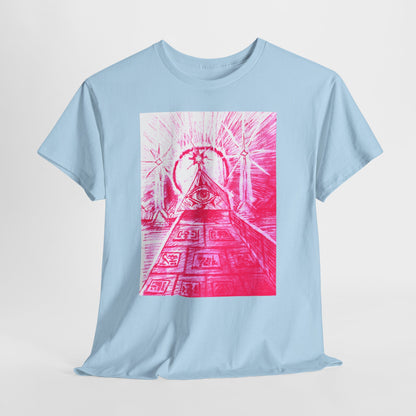 Pink Pyramid Eye Vibrant Artistic Unisex Heavy Cotton Tee | Creative Graphic Tee for Art Lovers, Casual Wear, Gifts, Festival Apparel, Statement Shirt