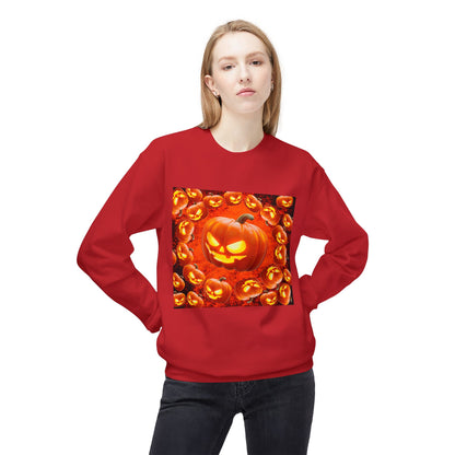Halloween Pumpkin Planet Crewneck Sweatshirt, Cozy Unisex Fleece, Fall Fashion, Spooky Vibes, Seasonal Sweatshirt, Perfect for Autumn