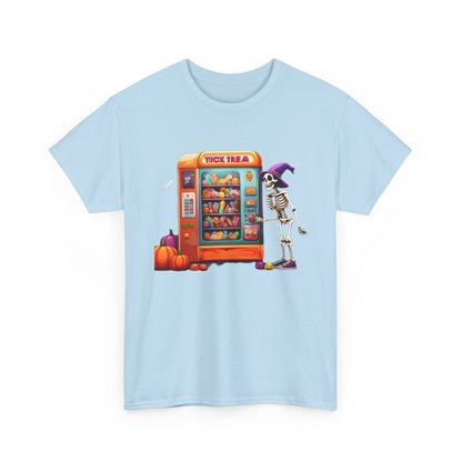 Halloween Skeleton Vending Machine Tee | Unisex Heavy Cotton T-Shirt, Spooky Shirt, Fall Fashion, Trick or Treat Top, Halloween Costume
