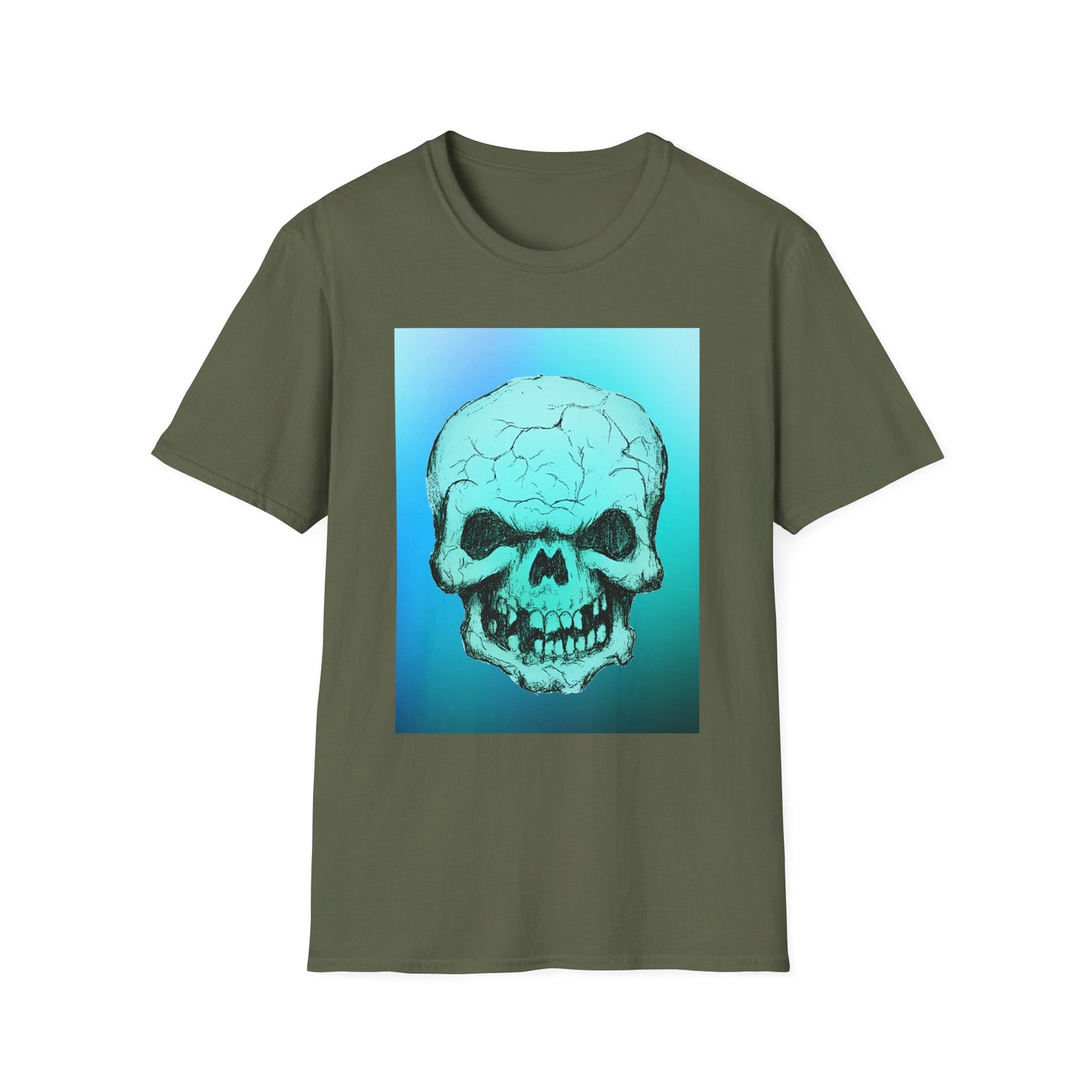 Skull Graphic  Bright Colored Unisex Softstyle T-Shirt, Edgy Tee, Casual Wear, Festival Apparel, Gift for Horror Fans, Halloween Clothing