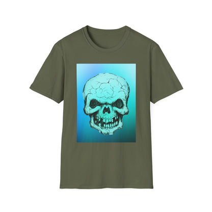 Skull Graphic  Bright Colored Unisex Softstyle T-Shirt, Edgy Tee, Casual Wear, Festival Apparel, Gift for Horror Fans, Halloween Clothing