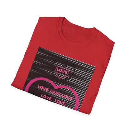 Love Heart Graphic T-Shirt — Neon Pink Retro Lines