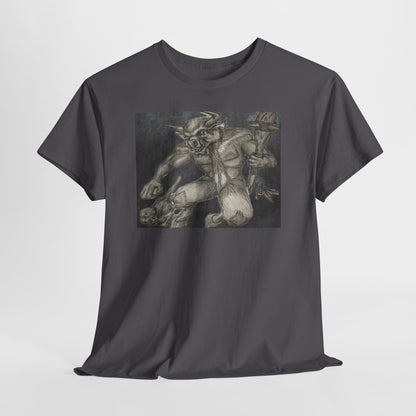 Bull Warrior With Kitten B & W design Unisex Tee