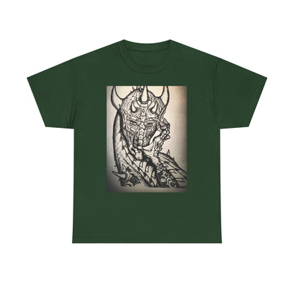 Dragon Art Unisex Heavy Cotton Tee, Graphic Tee, Unique Gift, Casual Wear, Fantasy Clothing, Art Inspired Shirt