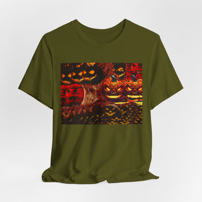 Halloween Distorted Pumpkin Graphic Tee, Unisex T-Shirt for Autumn, Spooky Season Top, Halloween Costume Idea, Men's & Women's Casual Wear