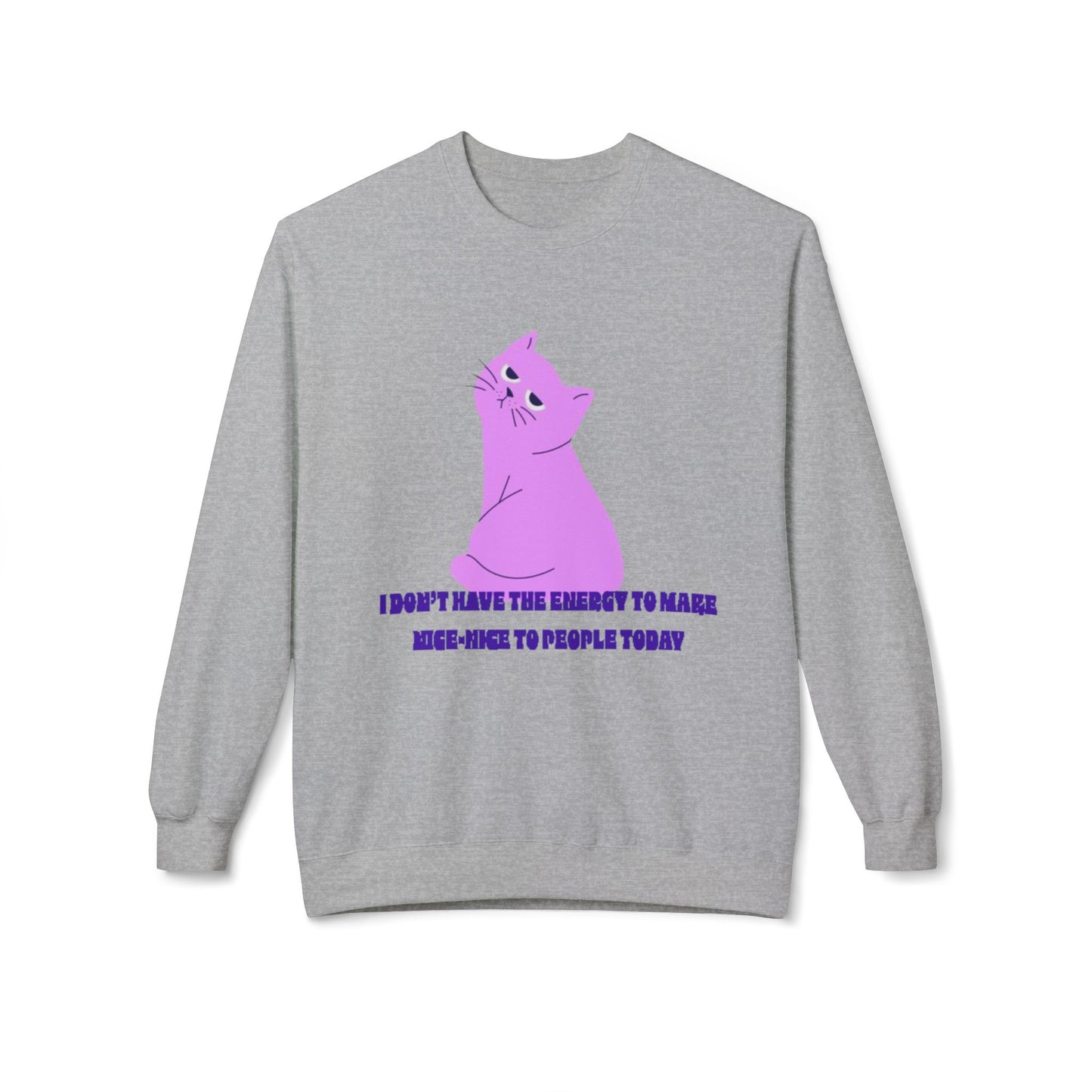 Cat Energy Sweatshirt, Cozy Unisex Crewneck, Funny Cat Lover Gift, Relaxed Fit Pullover, Perfect for Cat Lovers and Introverts