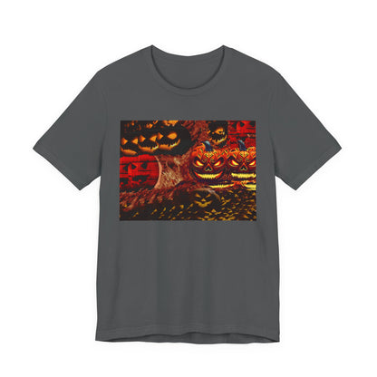 Halloween Distorted Pumpkin Graphic Tee, Unisex T-Shirt for Autumn, Spooky Season Top, Halloween Costume Idea, Men's & Women's Casual Wear