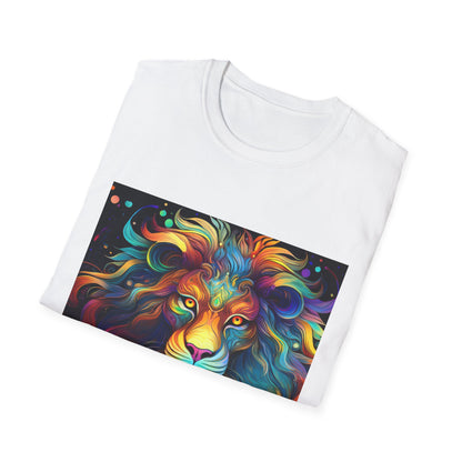 Colorful Leo Unisex Softstyle T-Shirt, Lion Graphic Tee for Animal Lovers, Astrology Shirt, Bold Art Wear, Gift for Leo Zodiac Fans