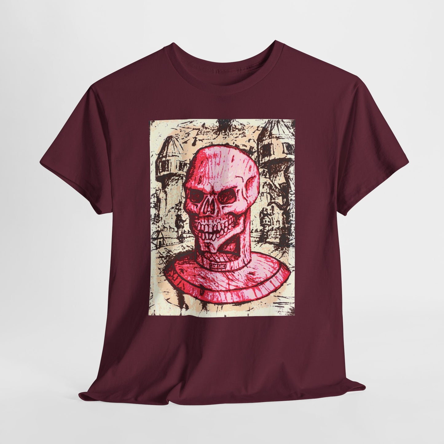 Vibrant Skull Graphic Tee, Unisex Heavy Cotton Shirt, Art Tee, Halloween Apparel, Edgy Casual Wear, Unique Gift