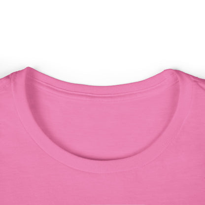 Playful tabby reaches for pink moon Women's Softstyle Tee