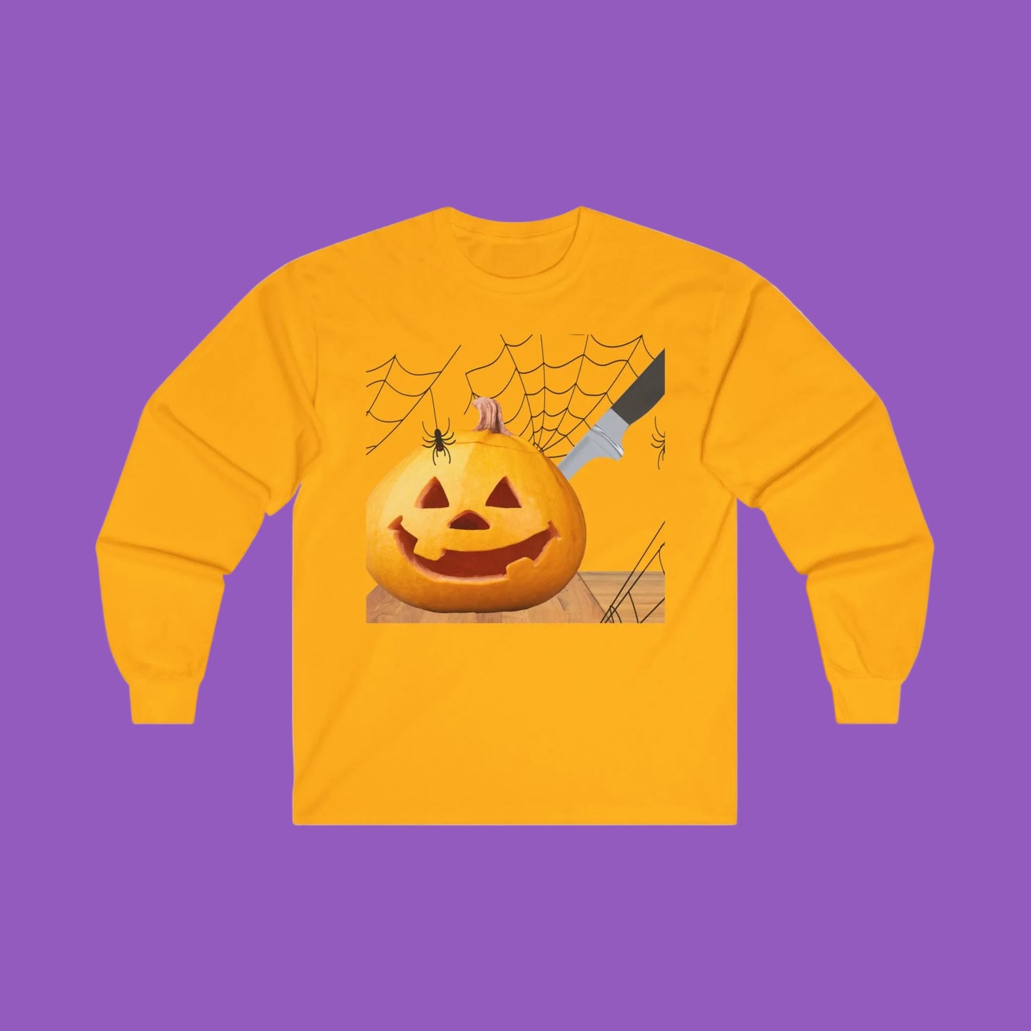 Spooky Pumpkin Carved Long Sleeved Unisex Ultra Cotton Long Sleeve Tee
