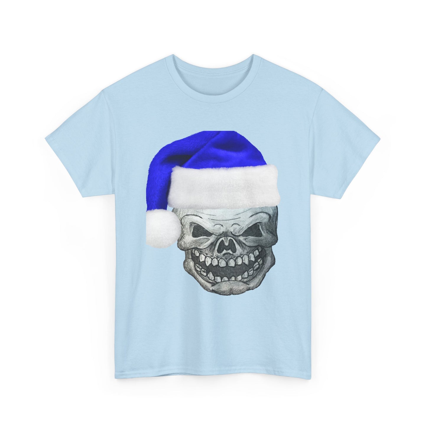 Skull in Blue Santa Hat T-Shirt
