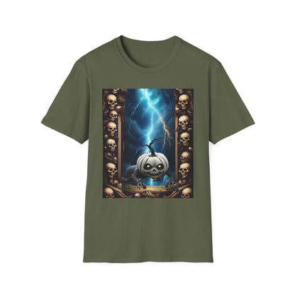 Spooky Skull Pumpkin Crawls from Frame T-Shirt, Halloween Shirt, Unisex Graphic Tee, Casual Halloween Wear, Fall Fashion