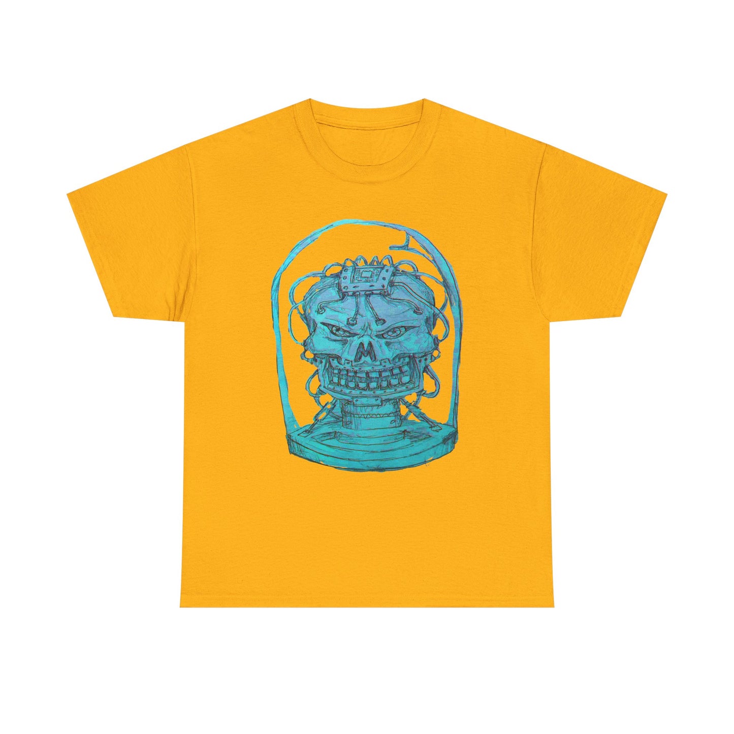 Vibrant Turquoise skull original design Unisex Heavy Cotton Tee