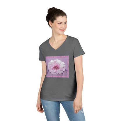 Floral V-Neck Tee — 'Sophie's Saturday' Pink Blossom Graphic