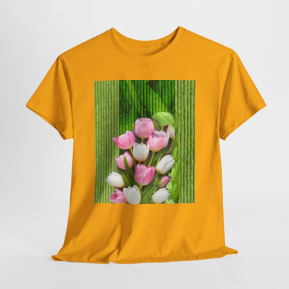 Textured Tulips Unisex Heavy Cotton Tee - Vibrant Spring Blossom T-Shirt, Everyday Wear, Gift for Plant Lovers, Mother's Day Apparel, [...]