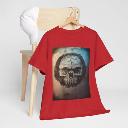 Skull Tee - Feathered Skull Hazy Border Design