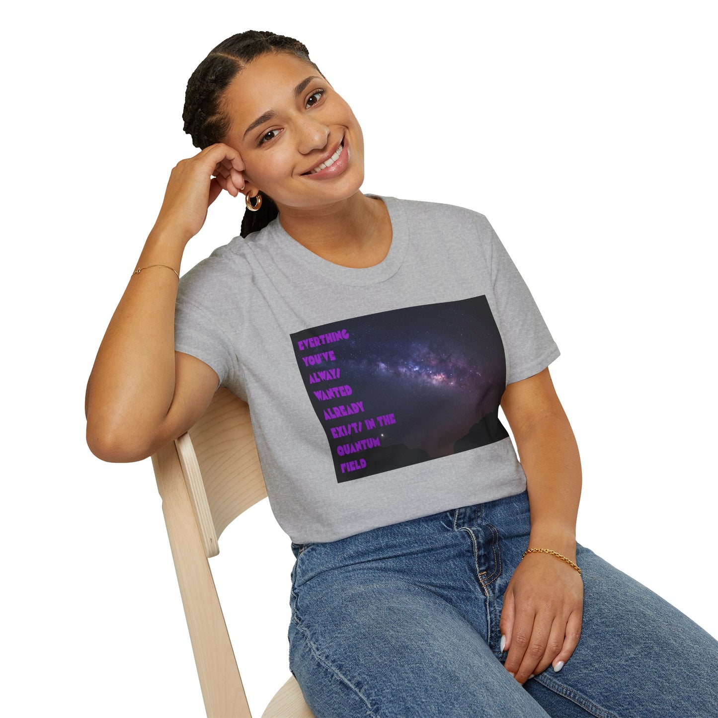 Quantum Field Galaxy-Themed Unisex T-Shirt - Cosmic Vibes, Inspirational Quote Tee, Gift for Space Lovers, Casual Wear, Unique Graphic T-Shirt