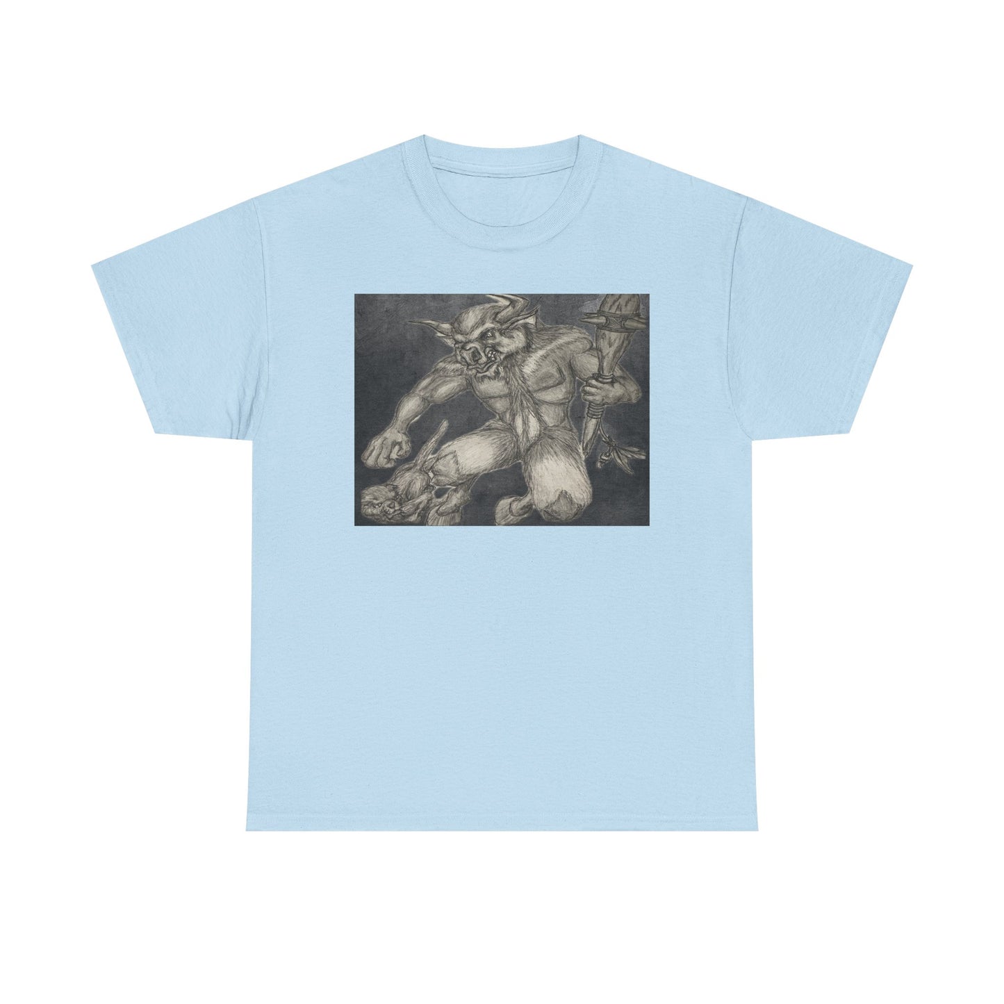 Bull Warrior With Kitten B & W design Unisex Tee