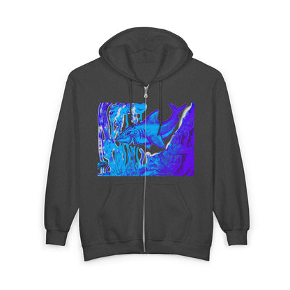 Abstract Blue Wave Zip Hoodie – Psychedelic Ocean Art Full‑Zip Sweatshirt
