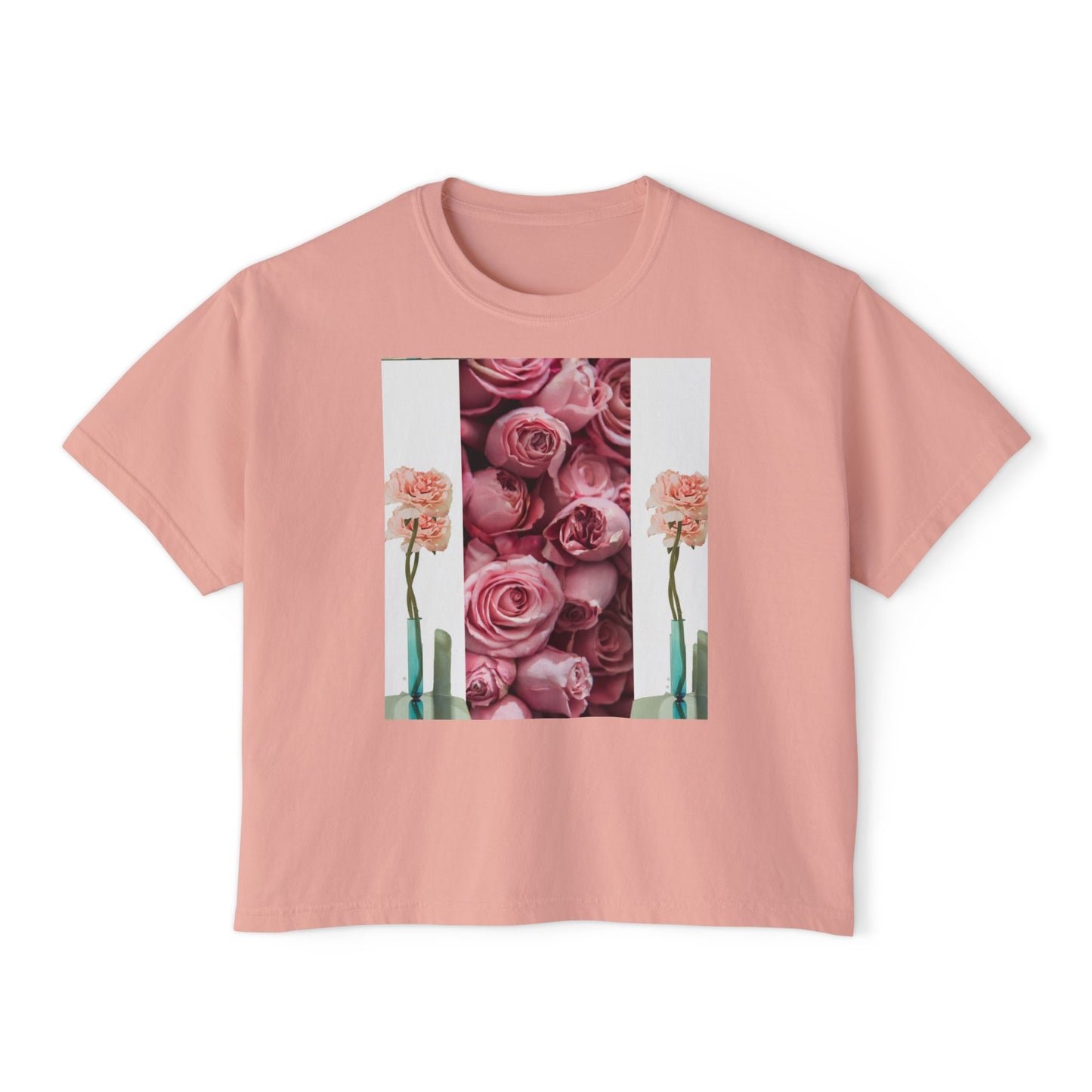 ROSE COLUMNS Women's Boxy Tee, Perfect for Spring, Casual Wear, Gift for Her, Everyday Chic, Comfort Fashion