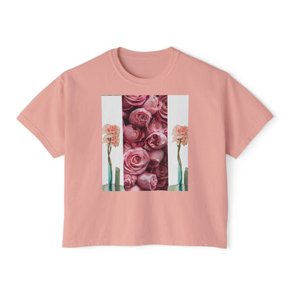 ROSE COLUMNS Women's Boxy Tee, Perfect for Spring, Casual Wear, Gift for Her, Everyday Chic, Comfort Fashion