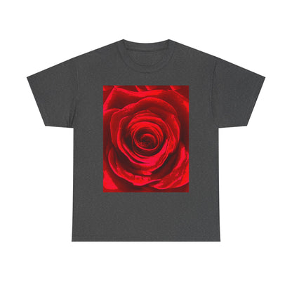 Romantic Rose Unisex Heavy Cotton Tee, Gift for Valentine's Day, Floral Shirt, Casual Wear, Love, Nature Lover Tee