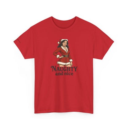 Unisex naughty and nice heavy weight Cotton Tee