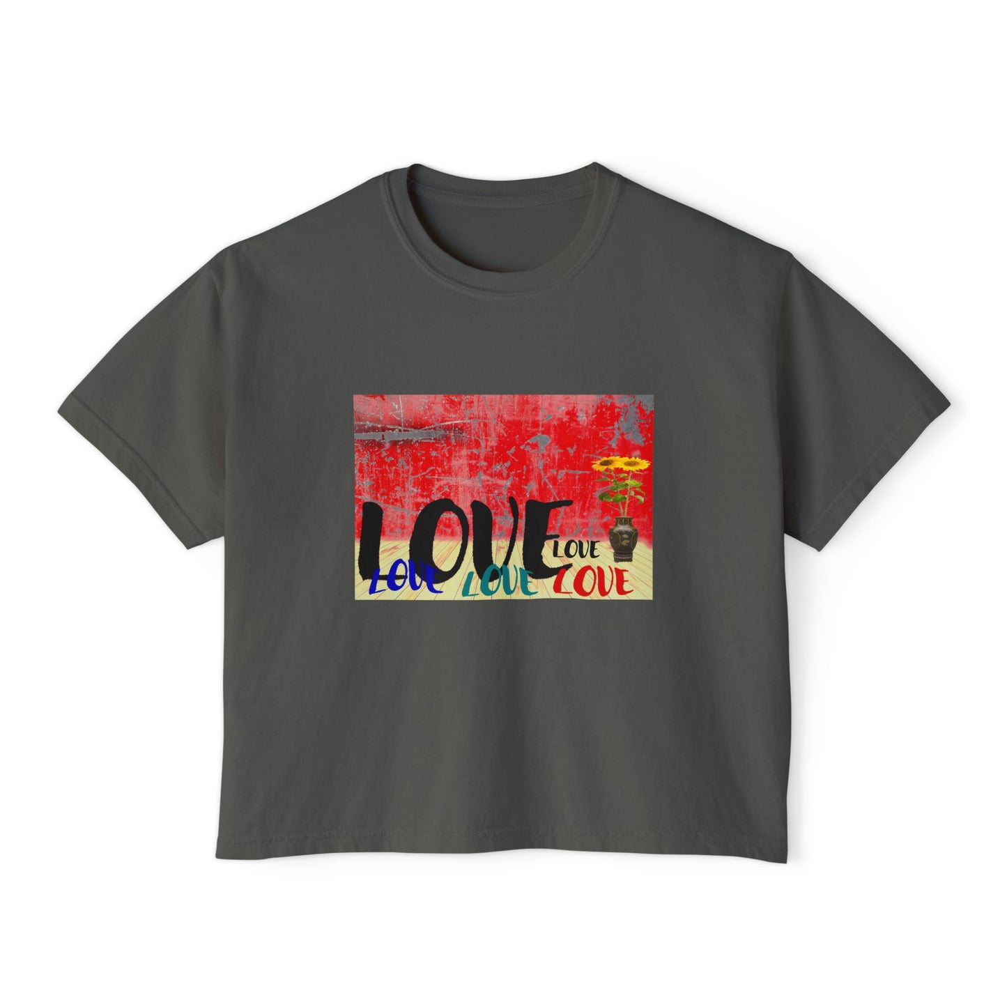 Colorful Love Boxy Tee, Women's Love T-Shirt, Casual Everyday Wear, Gift for Her, Summer Fashion Piece