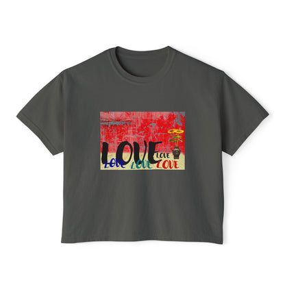 Colorful Love Boxy Tee, Women's Love T-Shirt, Casual Everyday Wear, Gift for Her, Summer Fashion Piece