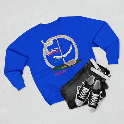 Golf Lover's Swing Unisex Crewneck Sweatshirt: Swing, Repeat, Perfect for Gifts, Sports Enthusiasts, Casual Wear, and Holidays