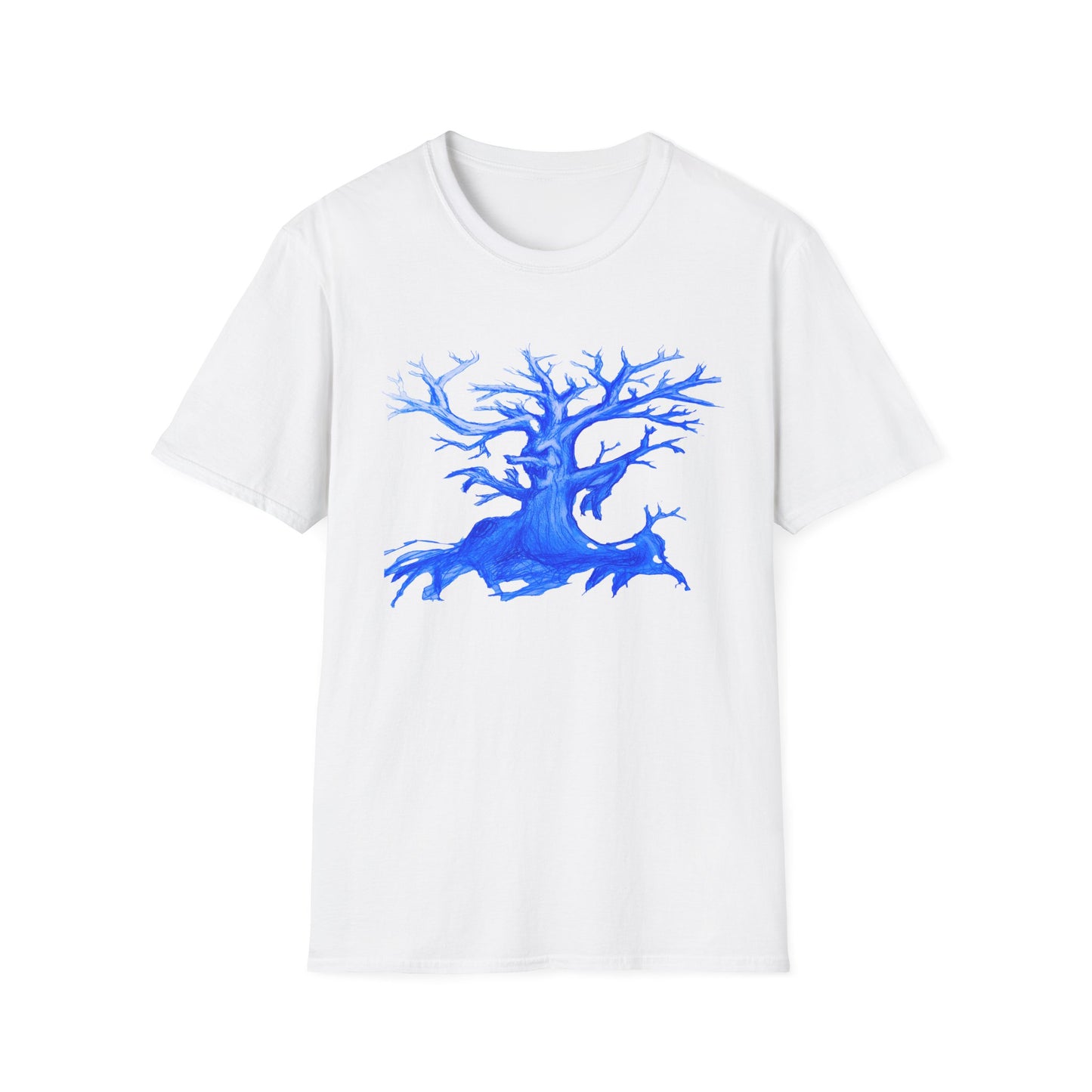 Artistic Animated Tree Design Unisex Softstyle T-Shirt | Eco-friendly Gift, Casual Wear, Nature Lover Tee, Perfect for Any Season