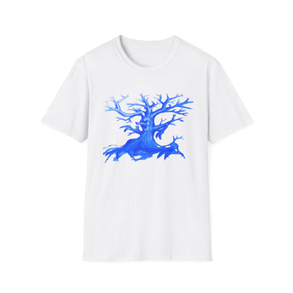 Artistic Animated Tree Design Unisex Softstyle T-Shirt | Eco-friendly Gift, Casual Wear, Nature Lover Tee, Perfect for Any Season