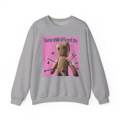Voodoo Doll Funny Graphic Crewneck Sweatshirt, Casual Everyday Wear, Perfect Gift for Friends & Family, Humor, Quirky Style, Unisex