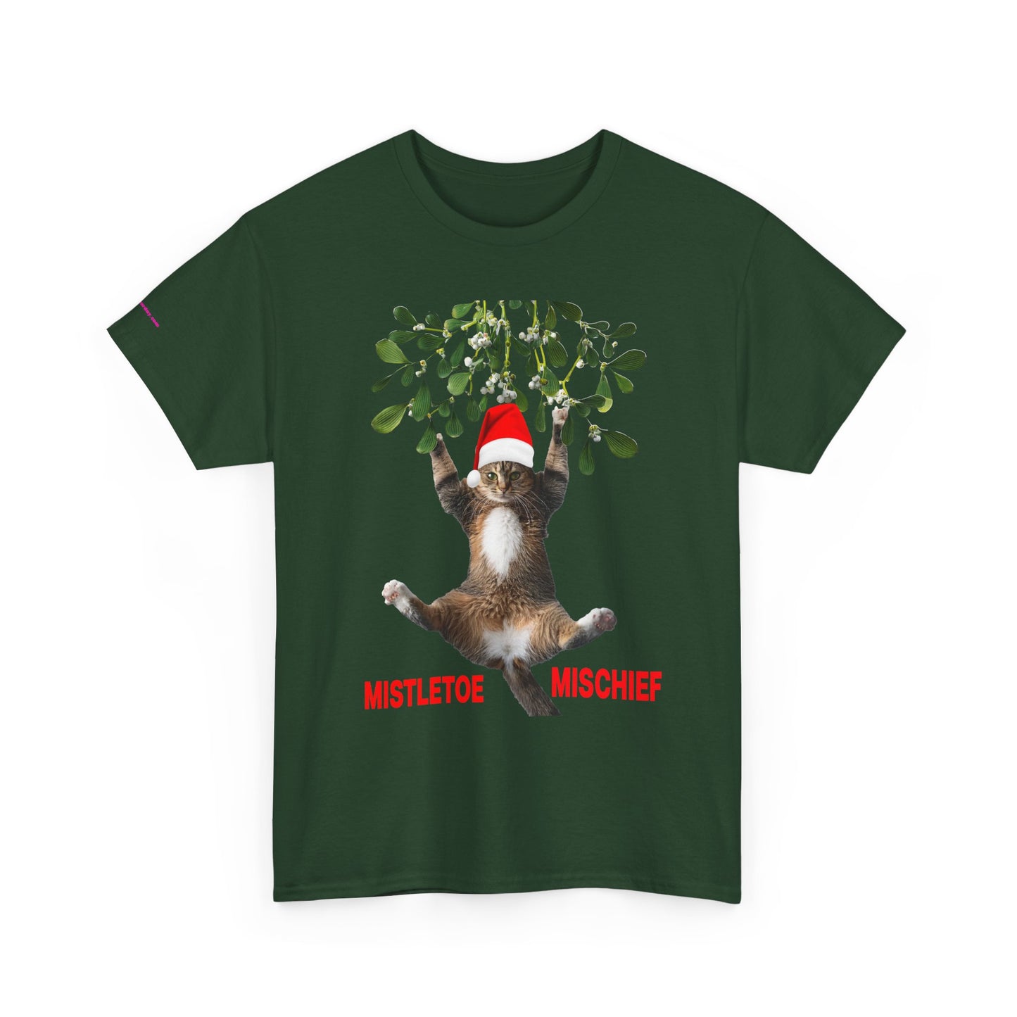 Christmas Cat & Mistletoe Tee — "Mistletoe Mischief" Holiday T-Shirt